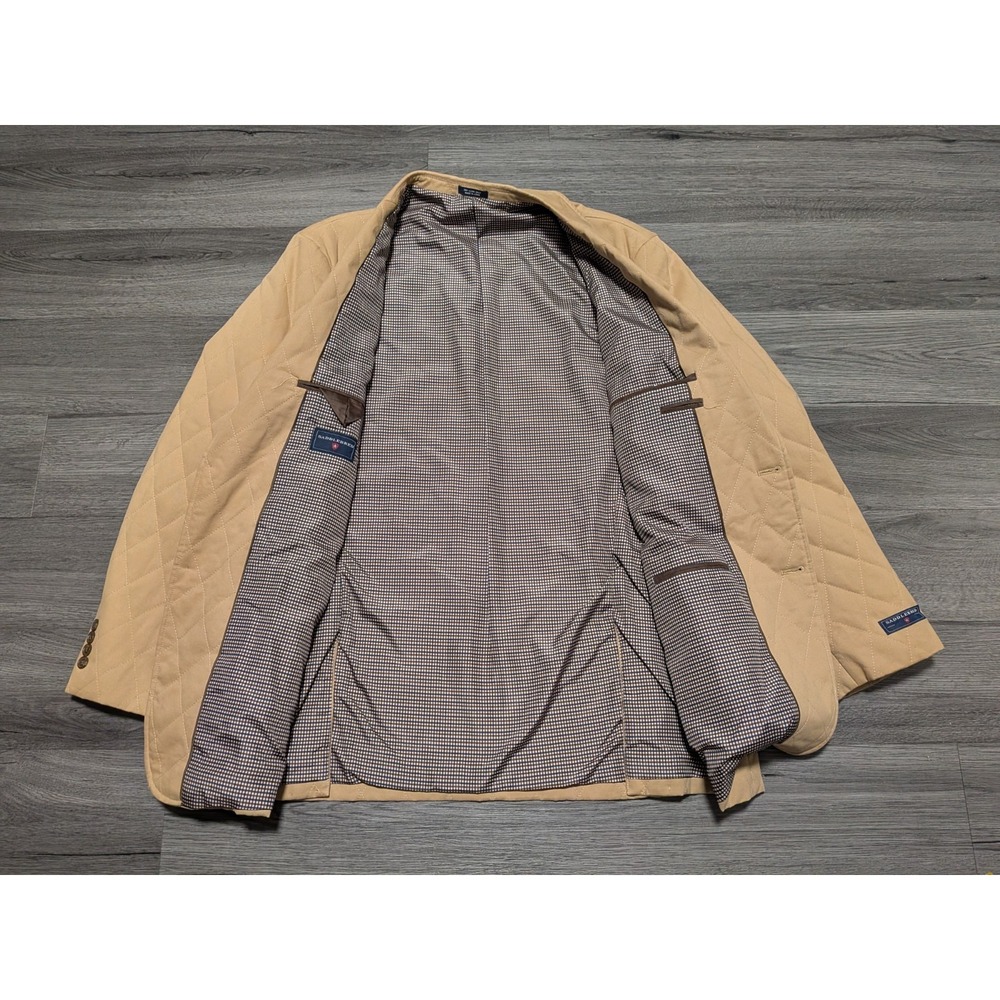 NWT Saddlebred Men's Solid Tan 100% Cotton Quilted Blazer Size 46L - Picture 6 of 10